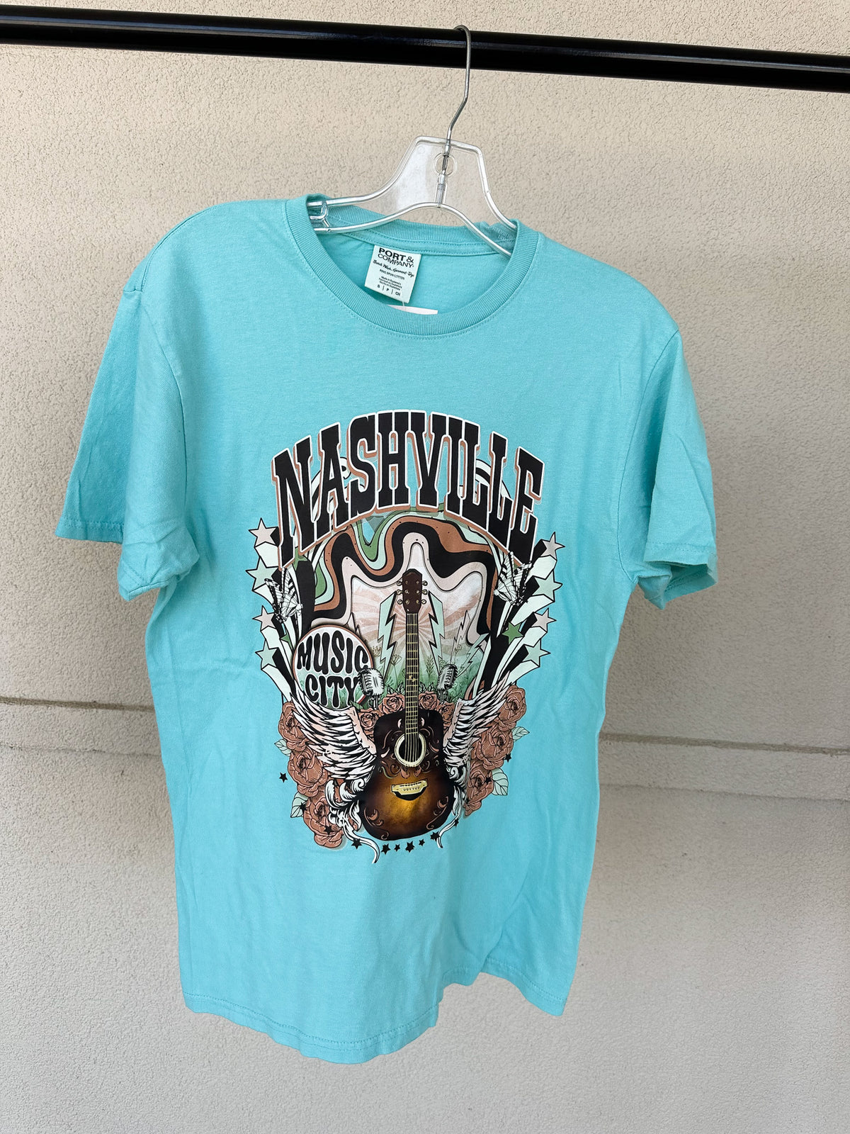 Nashville Music City Mint Blue Graphic Tee