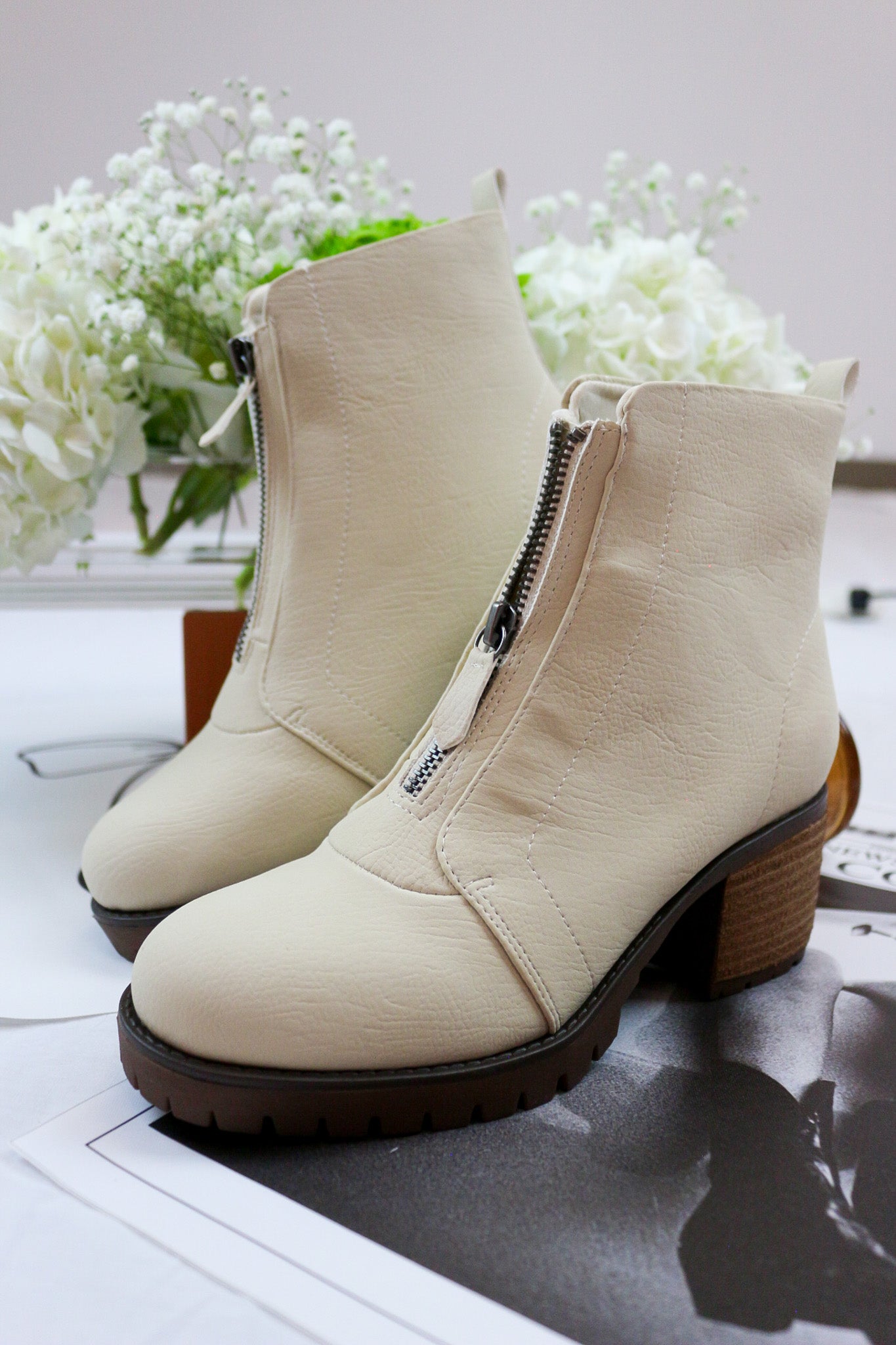 Fabiola Seashell Leather Bootie By MIA