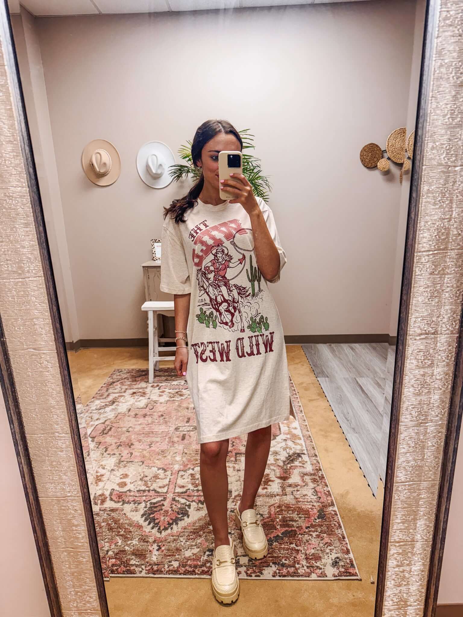 Ariat Wild West Cowgirl Oatmeal T-Shirt Dress – Dales Clothing Inc