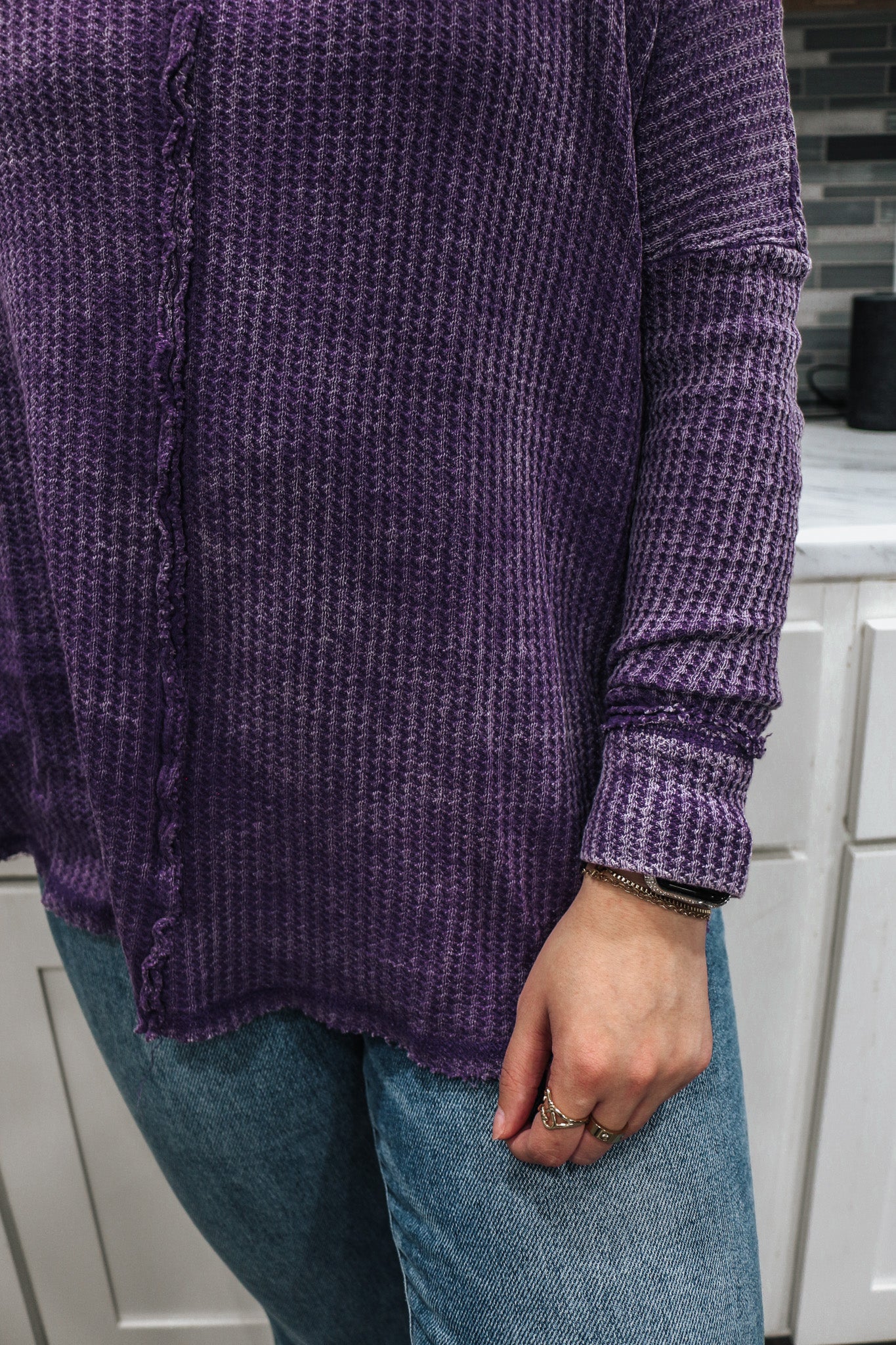 What A Treat Violet Waffle Knit Top