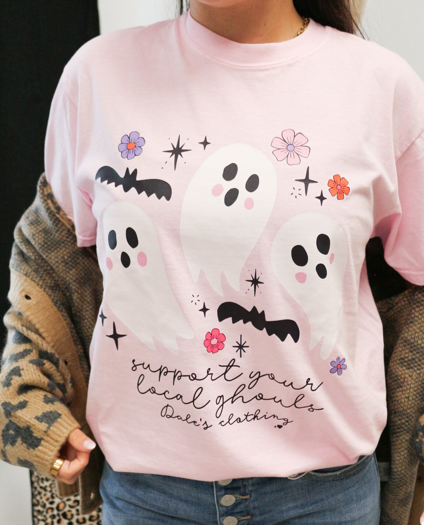 Dales Clothing Pink Halloween Ghost Tee