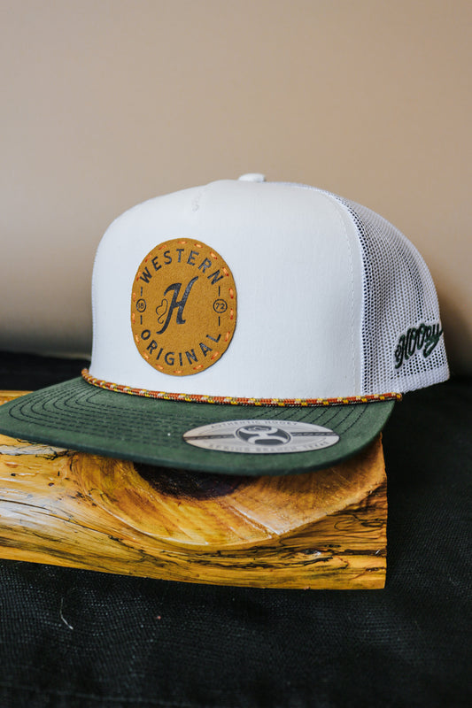Hooey White Green Circle Patch Trucker Hat