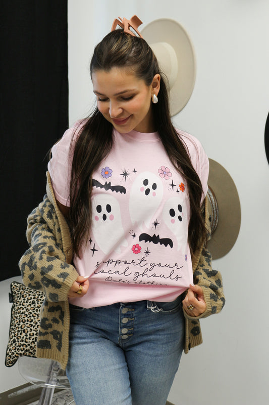 Dales Clothing Pink Halloween Ghost Tee