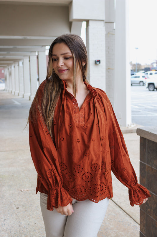 Rustic Petals Chestnut Floral Blouse