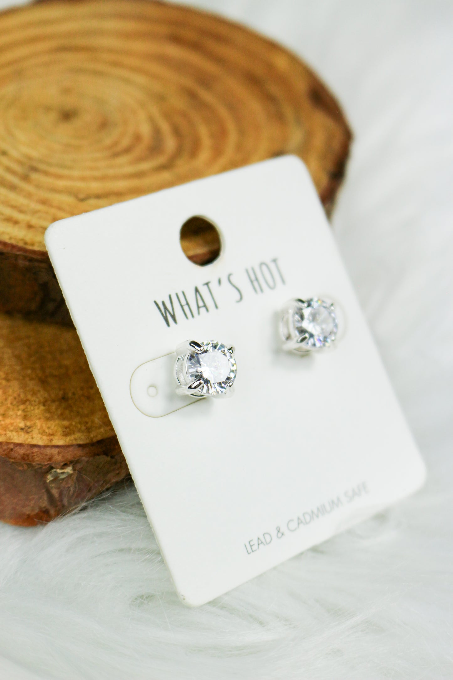 Clear Crystal and Silver 8mm Stud Earring
