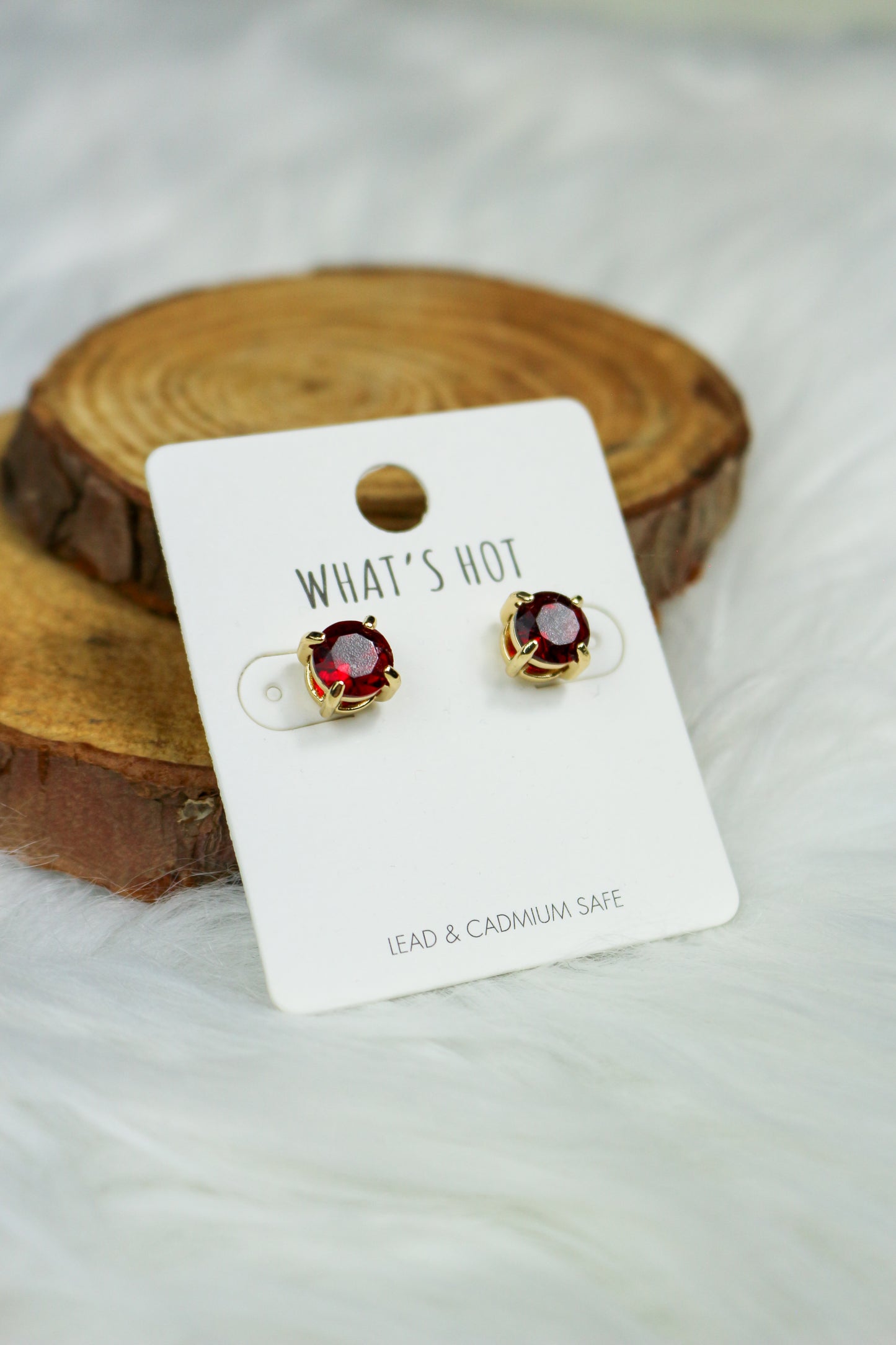 Red Crystal 8mm Stud Earring