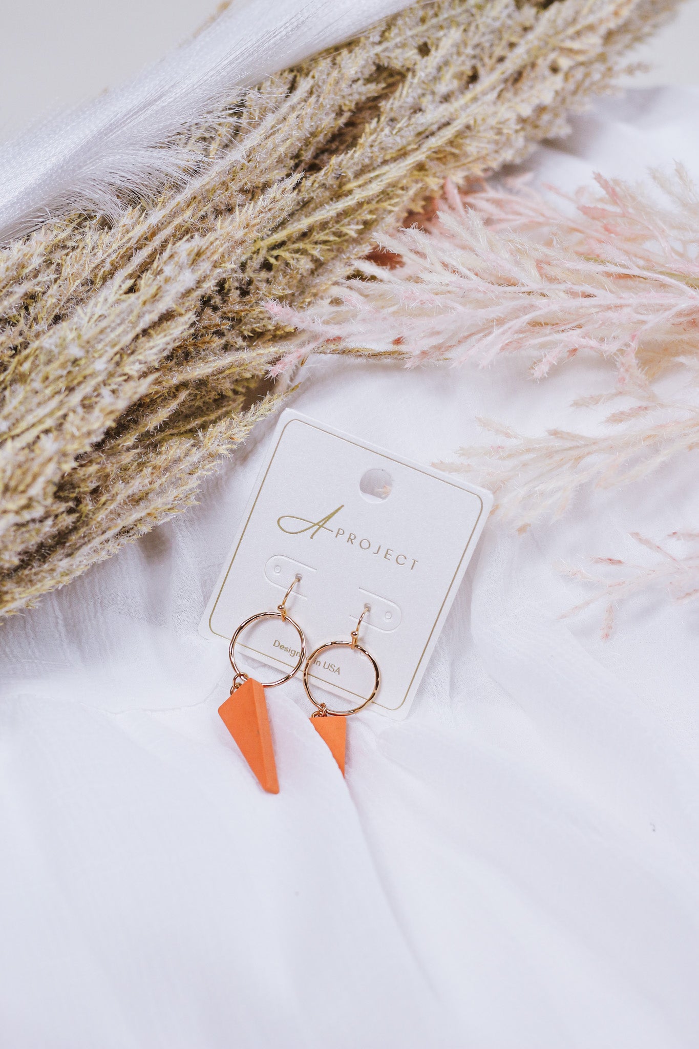 Light Orange Triangle Hoop Earring