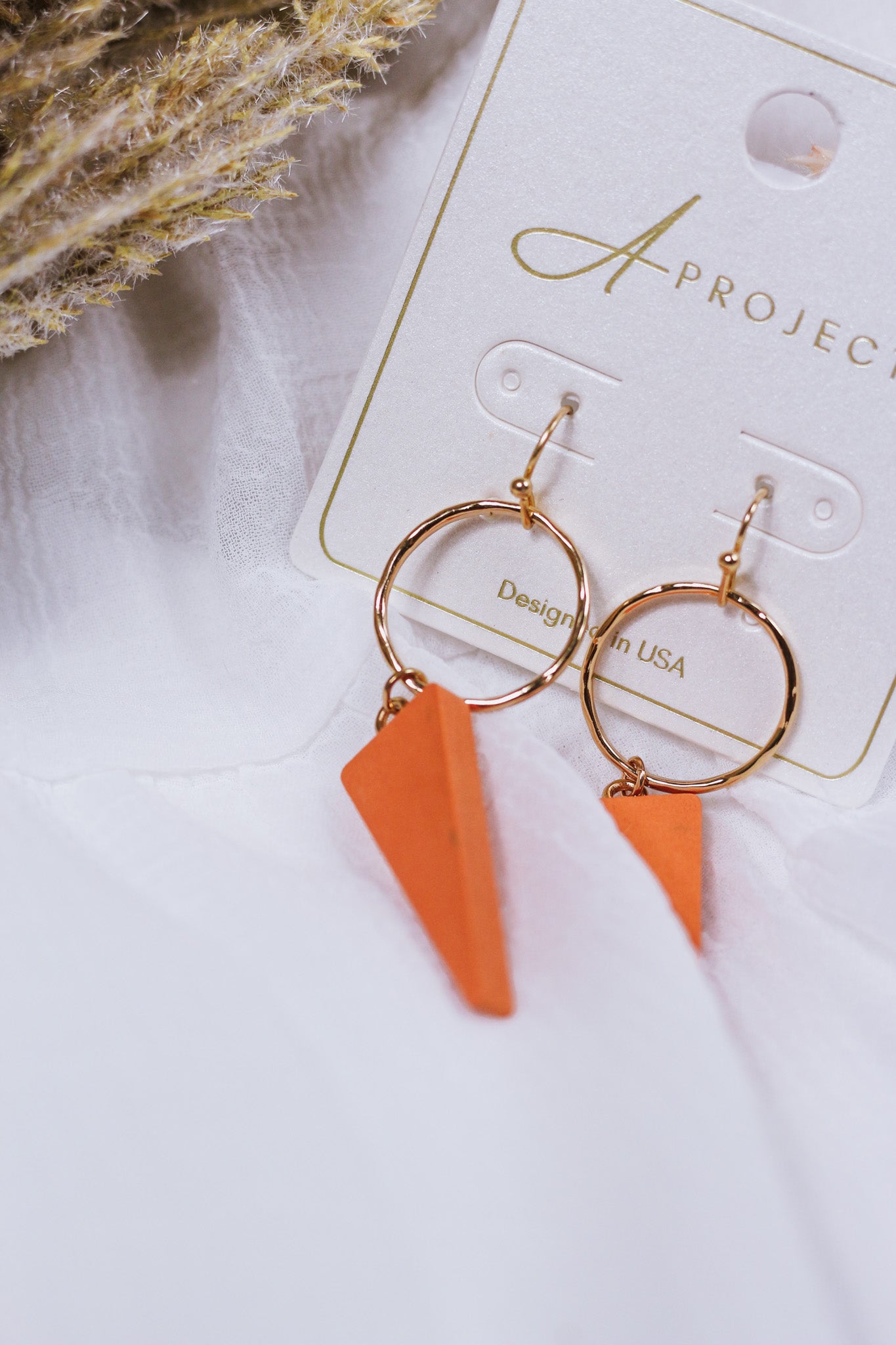 Light Orange Triangle Hoop Earring