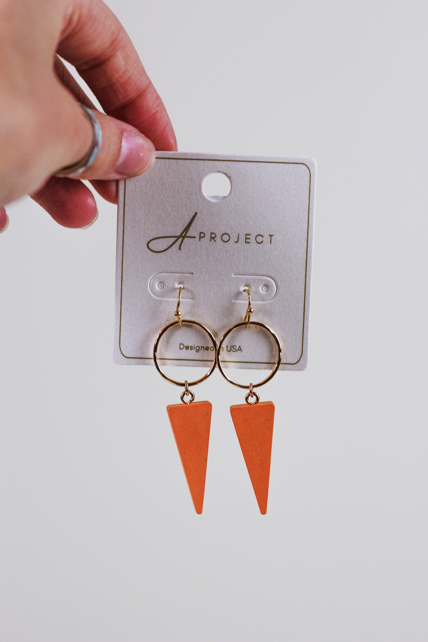 Light Orange Triangle Hoop Earring