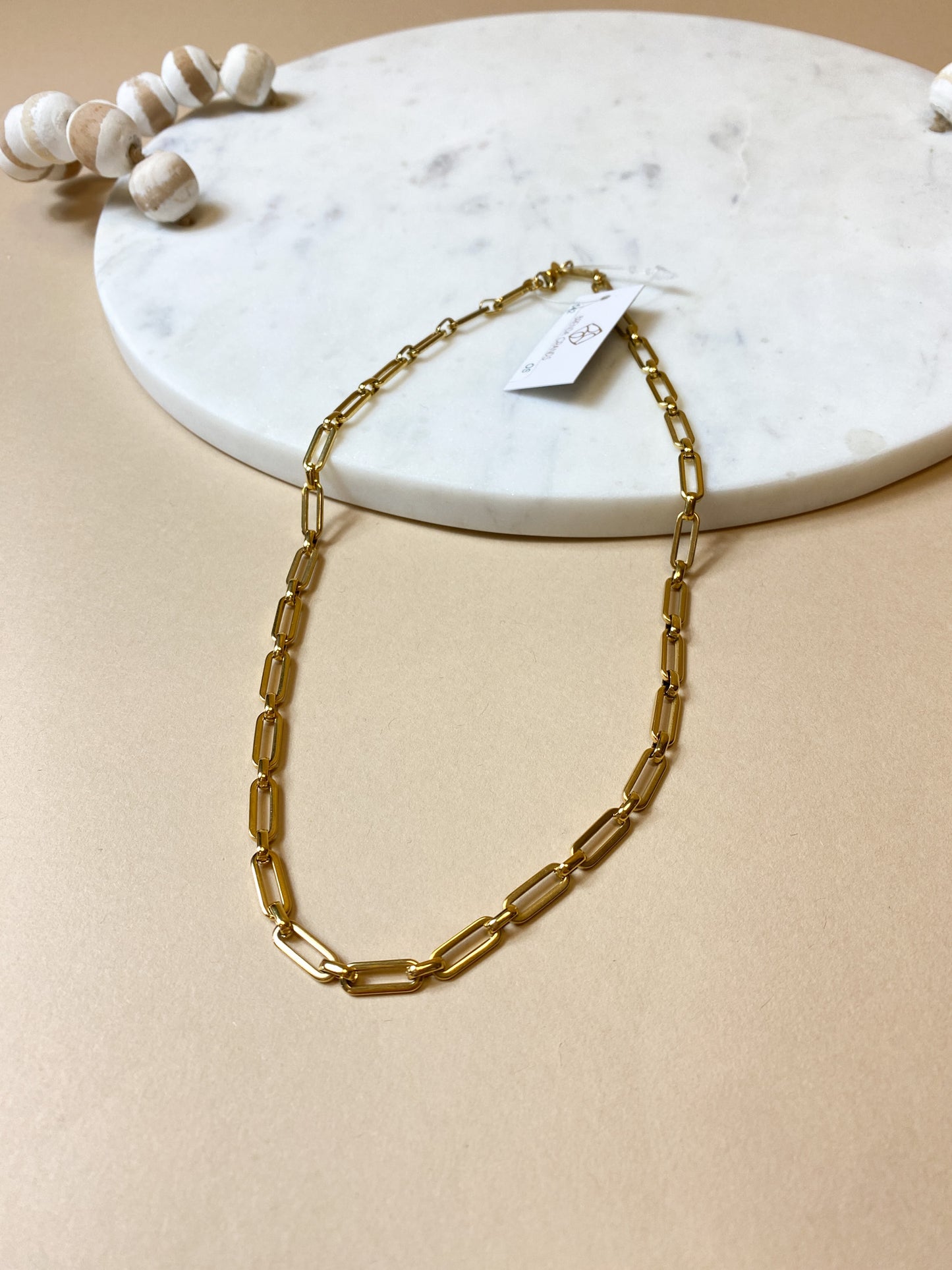 Paper Clip Chain Gold Necklace