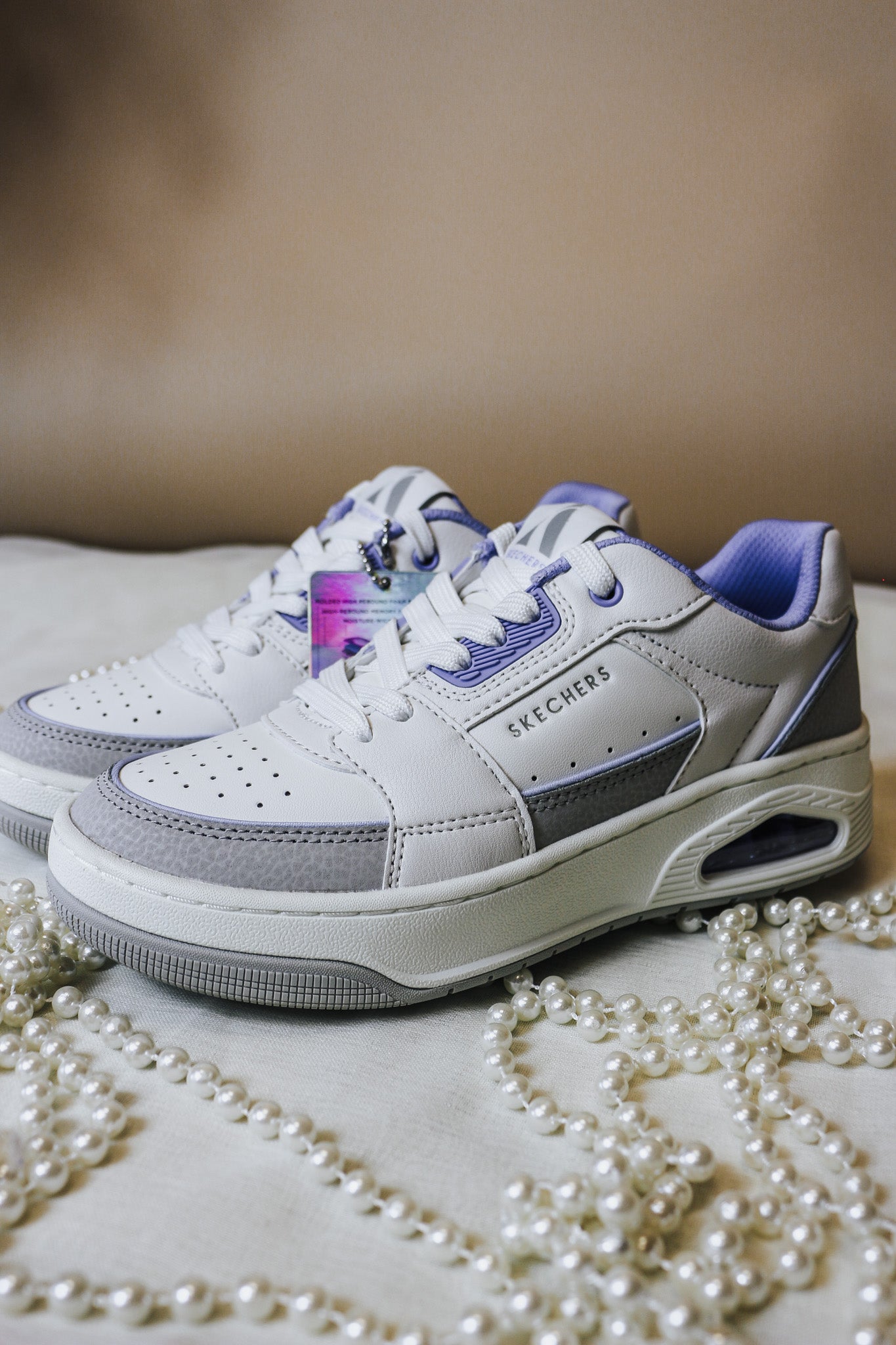 Uno Court White Lavender Style Sneaker By Skechers