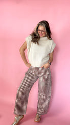 Cream chunky knit turtleneck sweater with short dolman sleeves