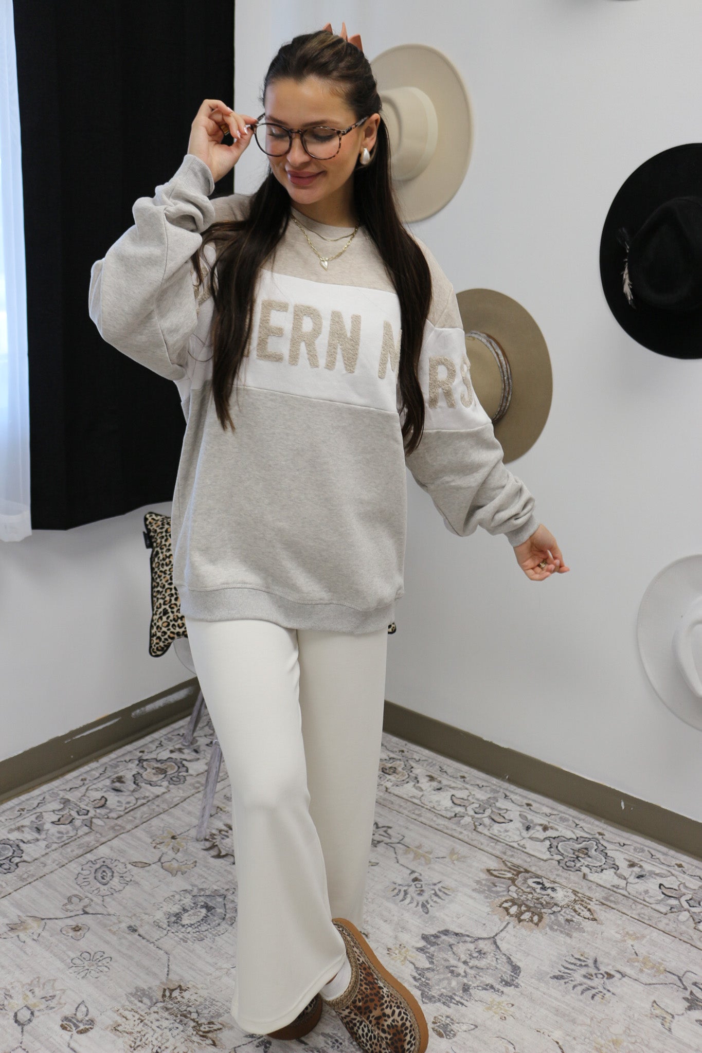Varsity Heather Oatmeal Grey Sweatshirt