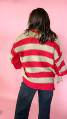 Autumn Mood Red Taupe Stripe Sweater