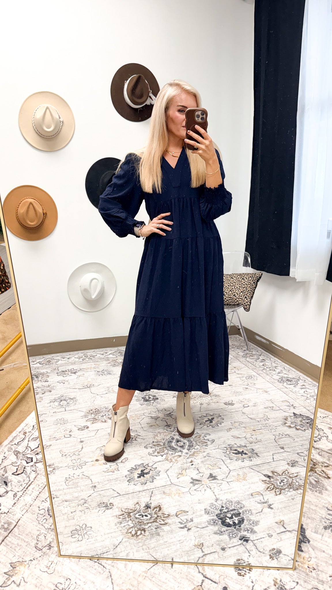 Honest Energy Navy Blue Tiered Midi Dress – Dales Clothing Inc