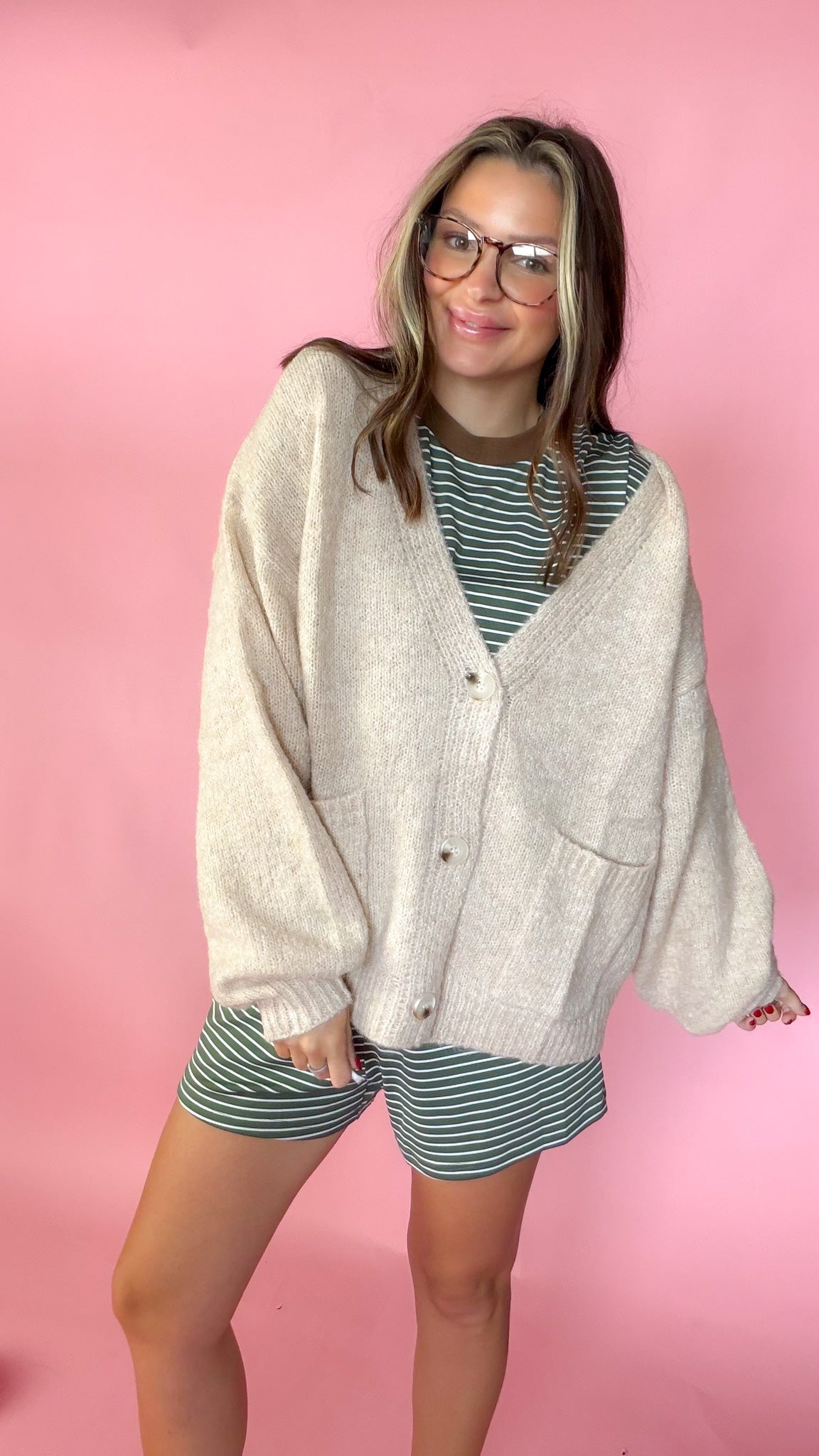 Fun In The Detail Women's Olive Brown Stripe Short Set