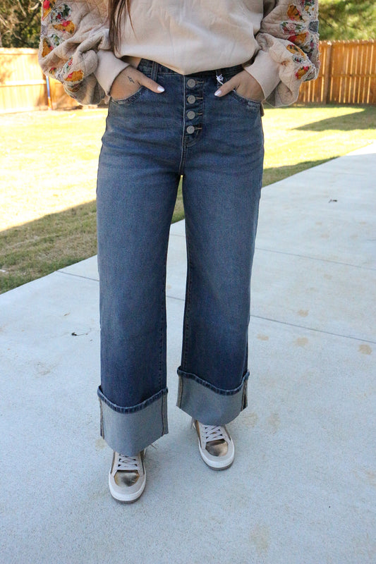 Collie Essentials Ultra High Rise Cropped Wide Leg KanCan Jeans