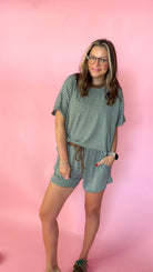 Fun In The Detail Women's Olive Brown Stripe Short Set