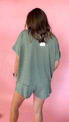 Fun In The Detail Women's Olive Brown Stripe Short Set