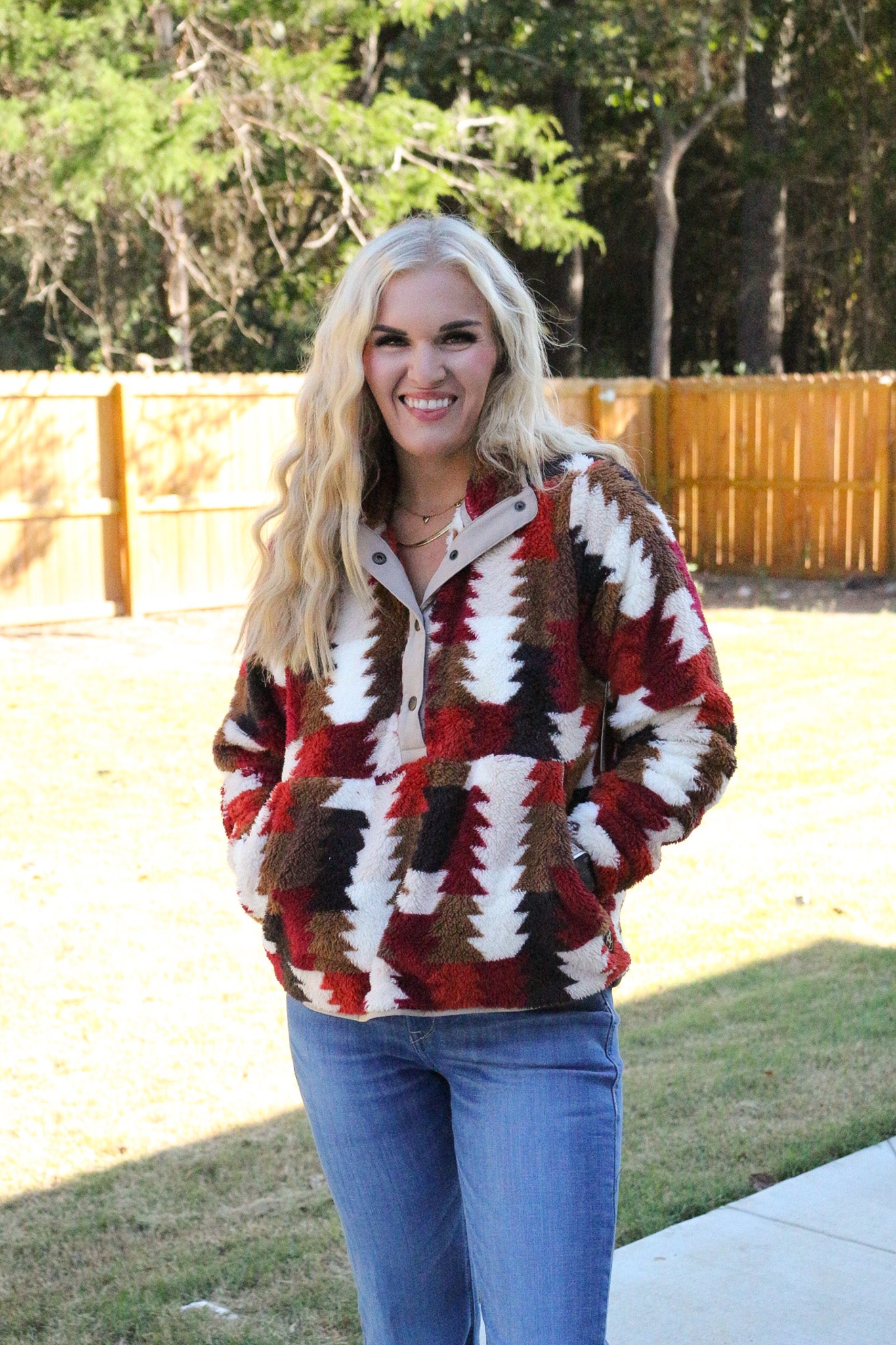 Wrangler Ombre Triangles Berber Snap Front Sherpa Pullover