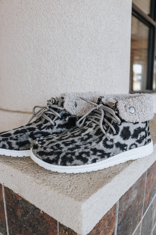 Odion Grey Leopard Slip-Ons