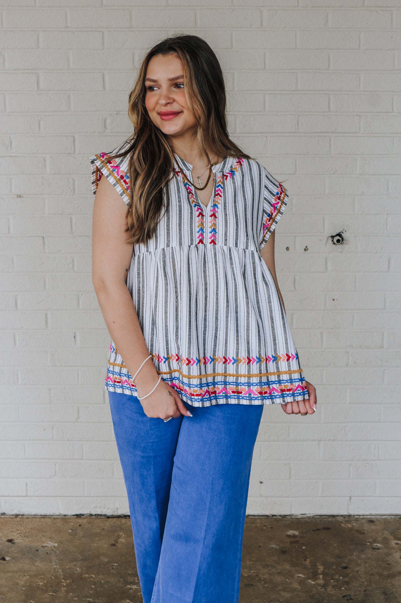 On The Right Path Stripe Blouse