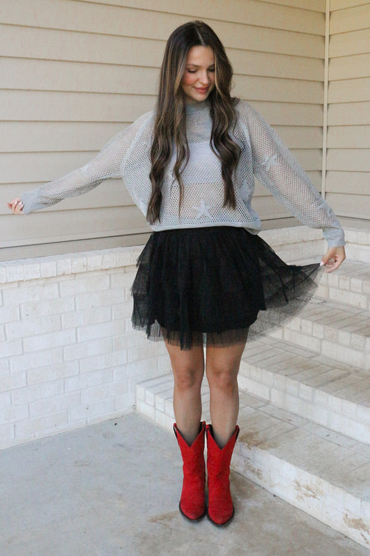 Here To Flirt Raglan Silver Star Sweater