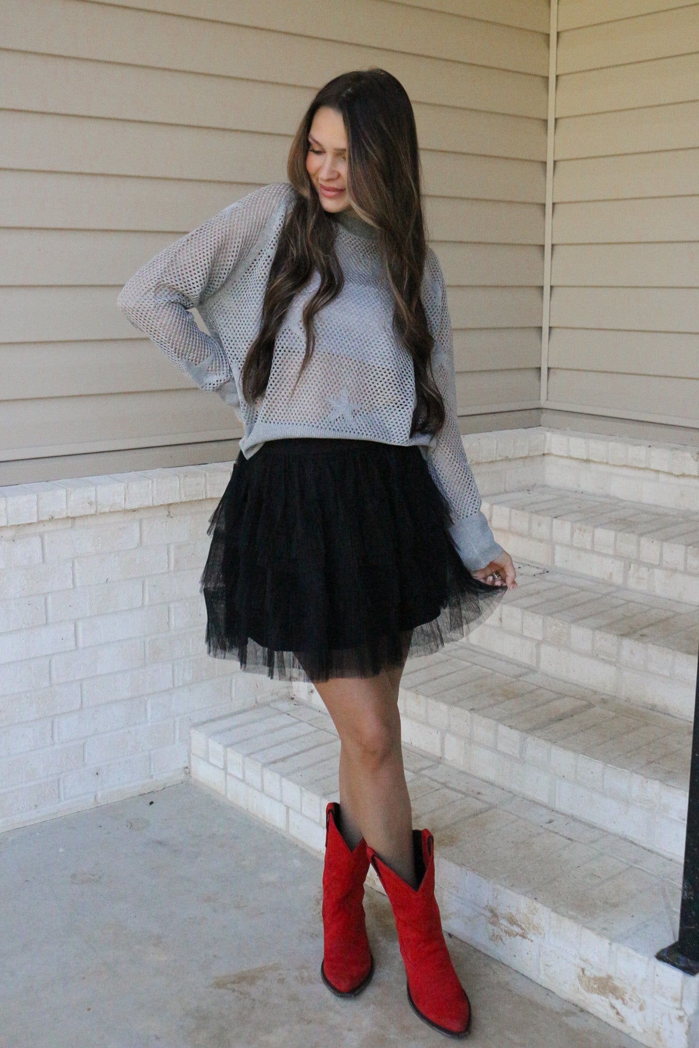 Here To Flirt Raglan Silver Star Sweater