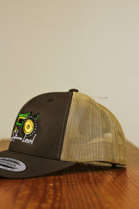 Brown & Khaki Tractor Patch Mens Hat