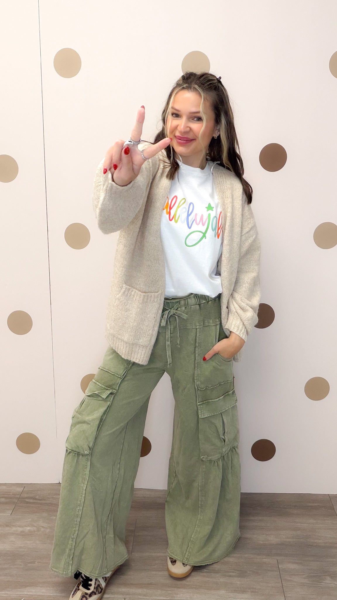 First Chilly Day Women's Olive Wide Leg Pants