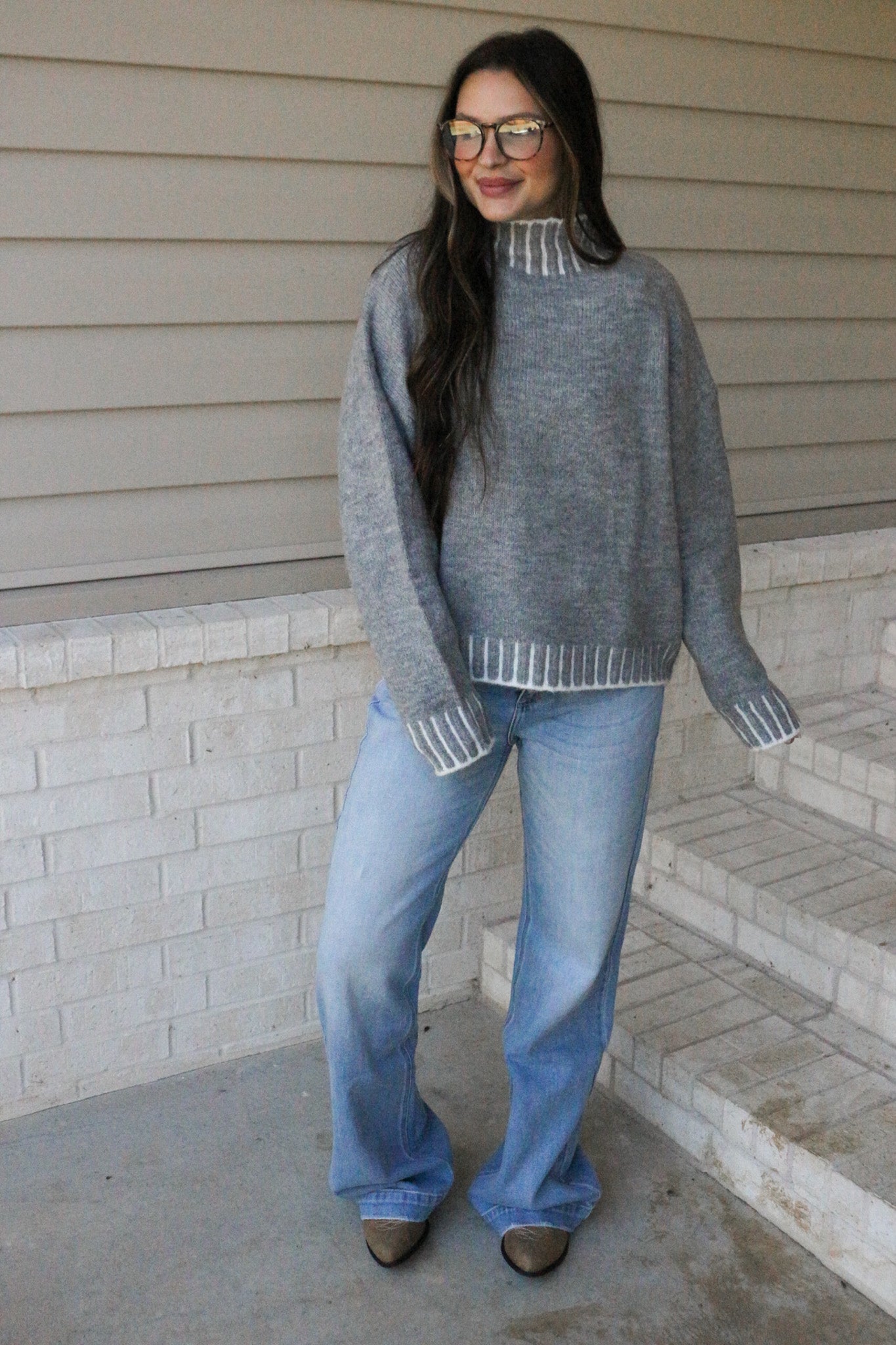 Light As A Feather Grey Knit Sweater