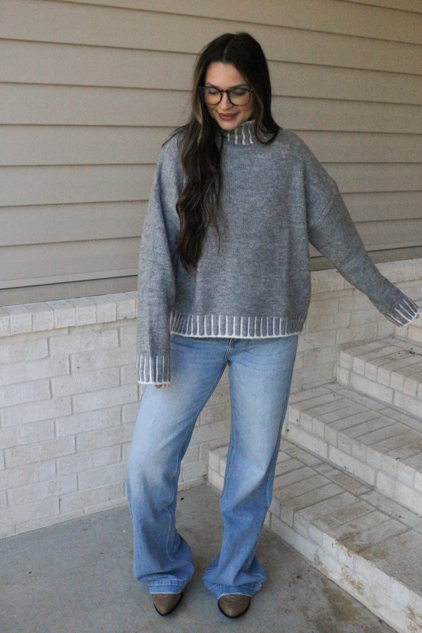 Light As A Feather Grey Knit Sweater