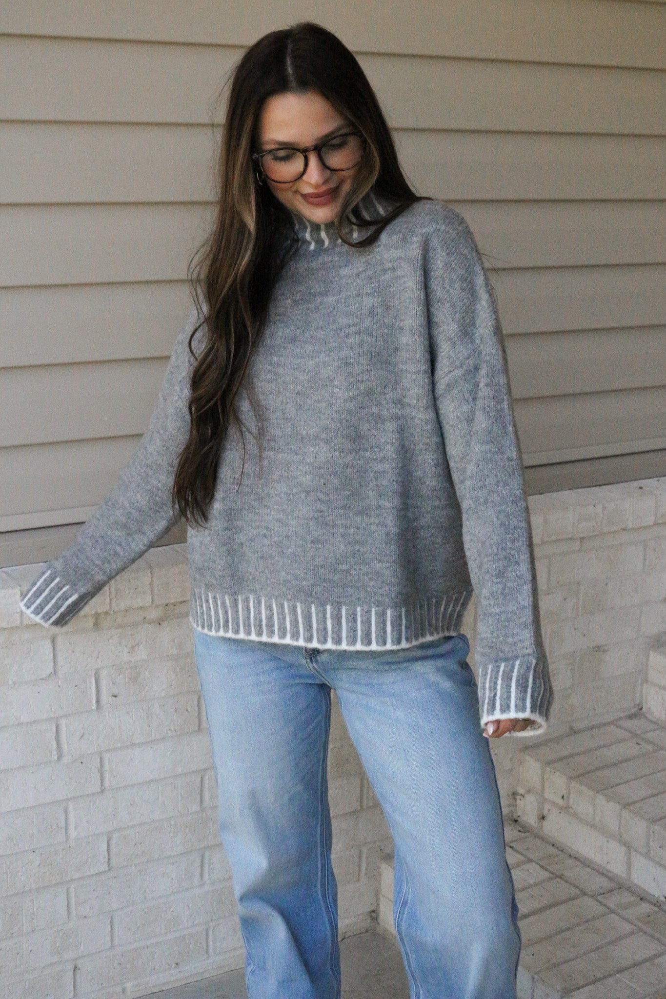 Light As A Feather Grey Knit Sweater