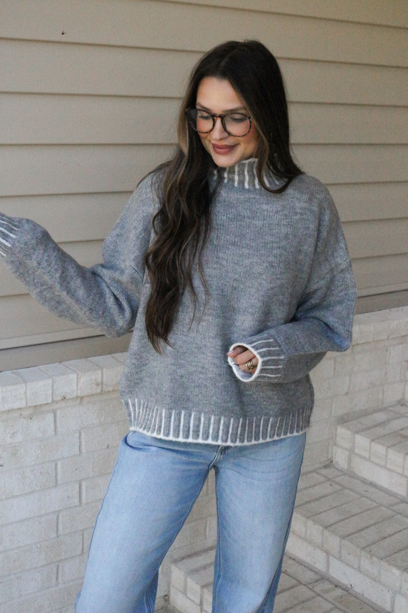Light As A Feather Grey Knit Sweater