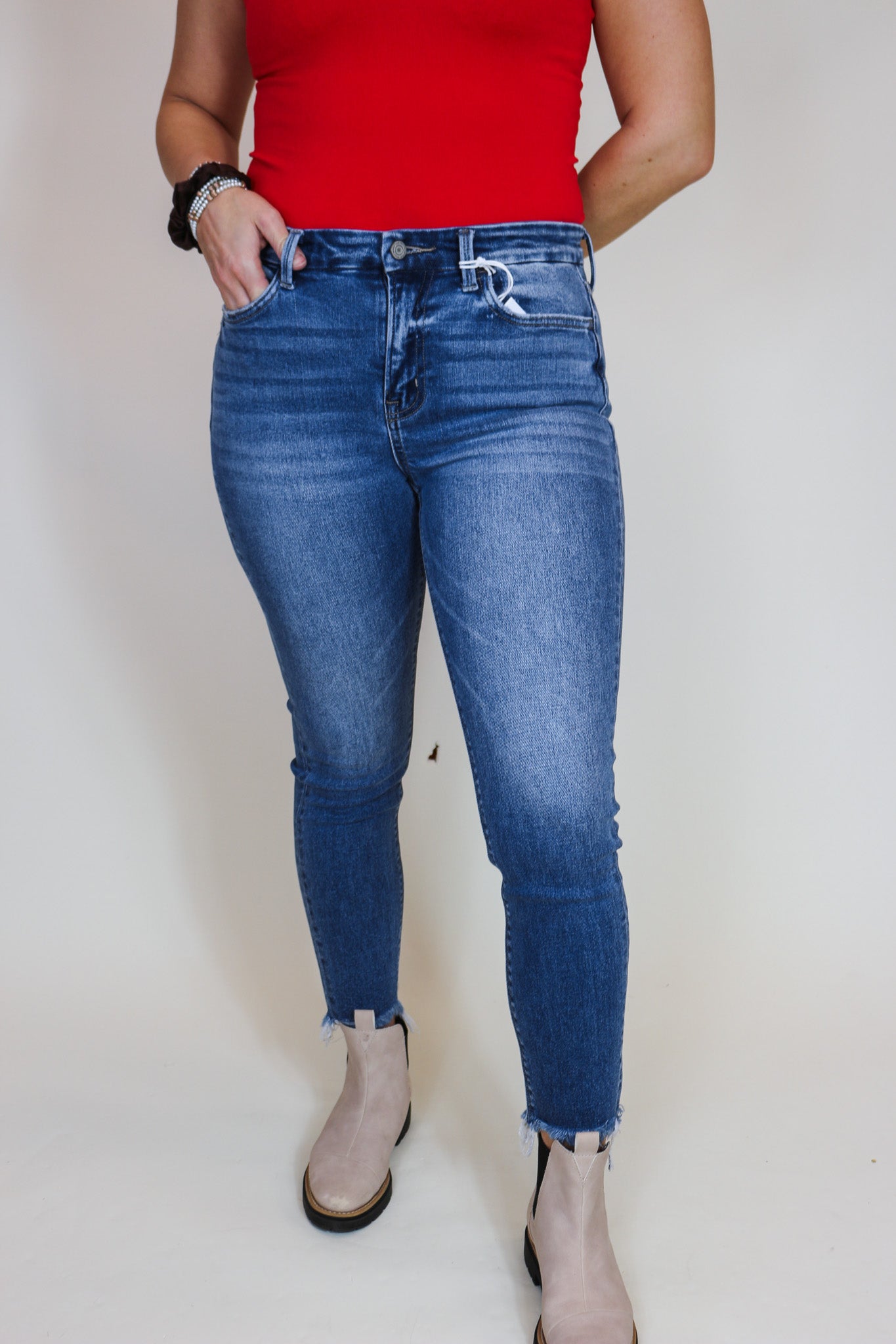 Haylie Suffice High Rise Raw Hem Cropped Skinny Vervet Jeans