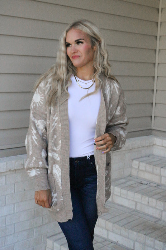 Cowgirl Classic Western Mocha Sweater Cardigan