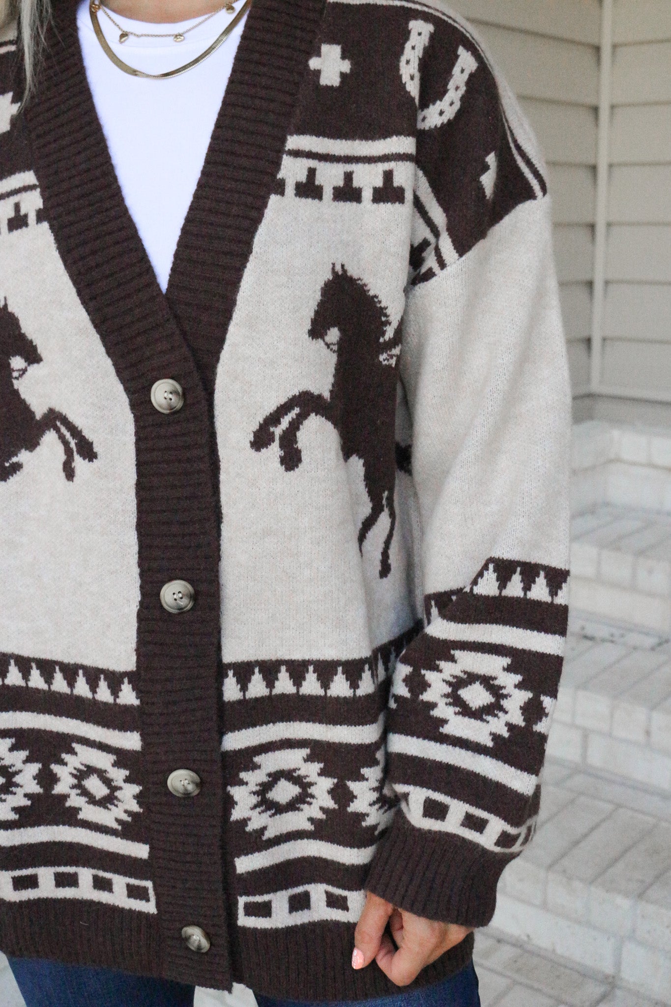 Cowgirl Muse Western Taupe Sweater Cardigan
