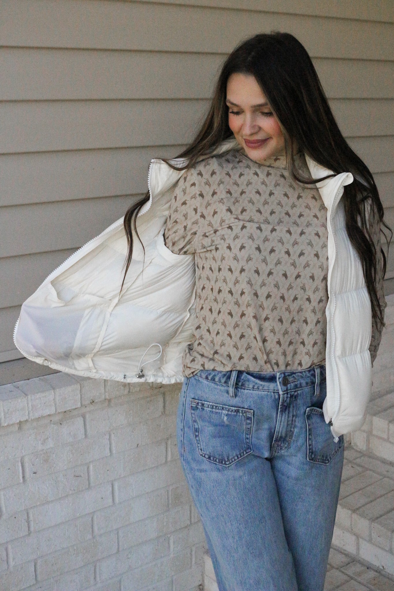 Rowlett Cream Horse Sheer Top