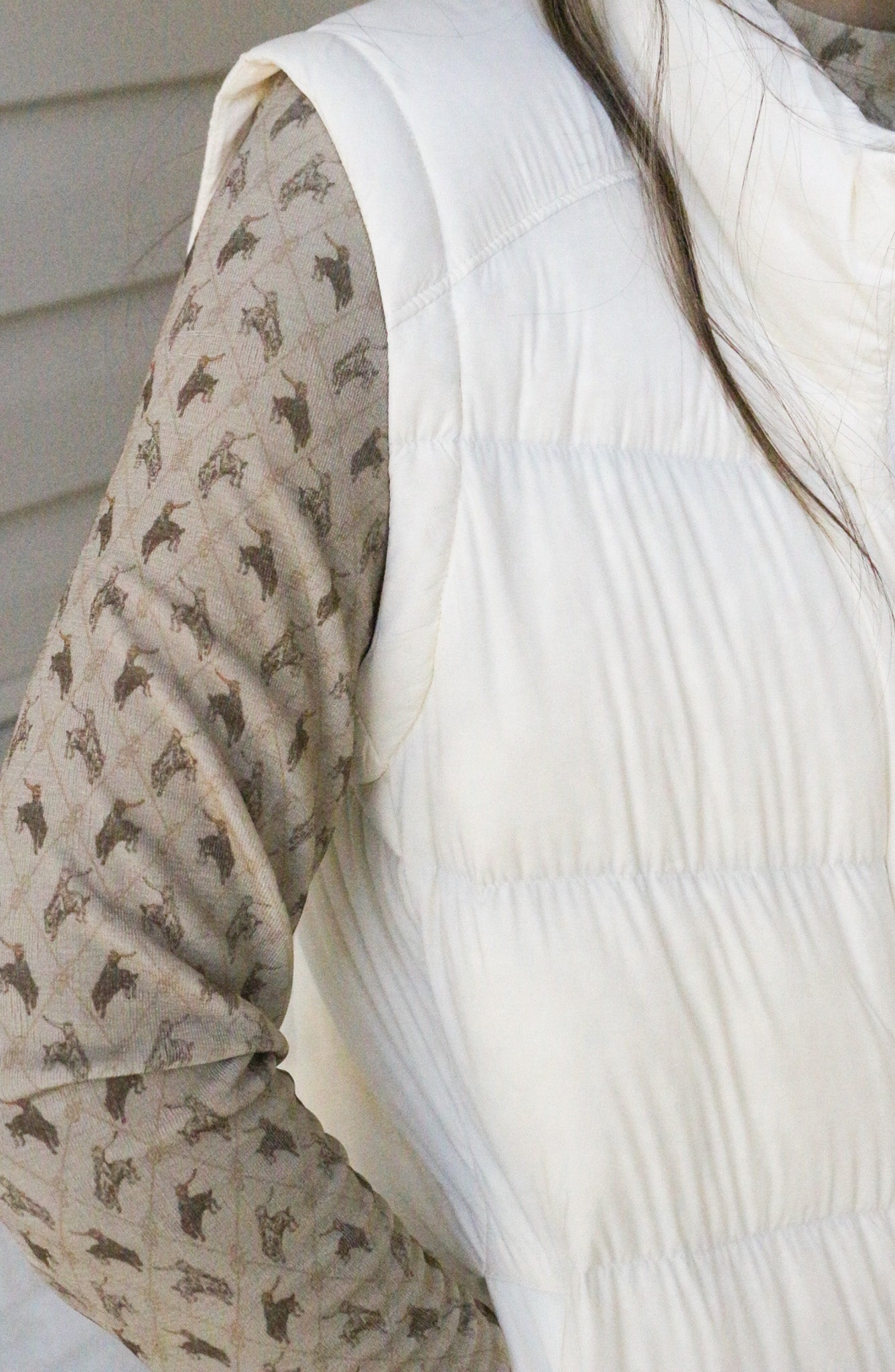 Rowlett Cream Horse Sheer Top