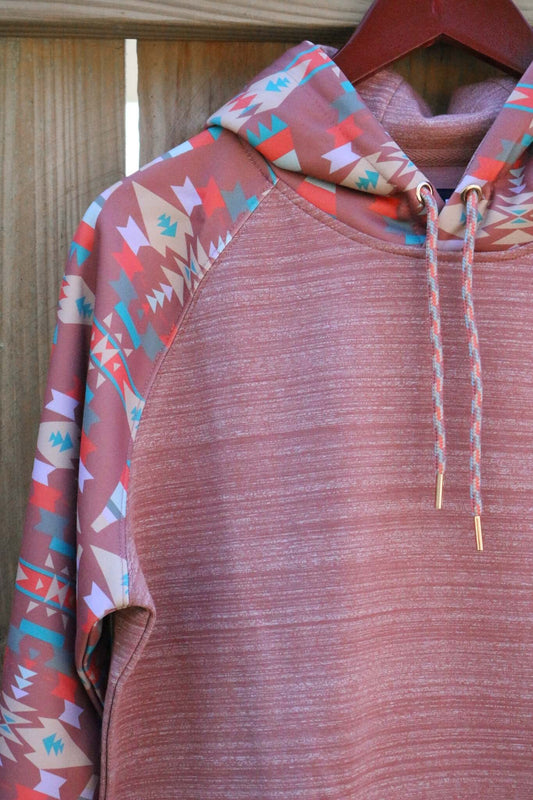 Hooey Punchy Legendary Light Mahogany Dark Pink Aztec Hoodie