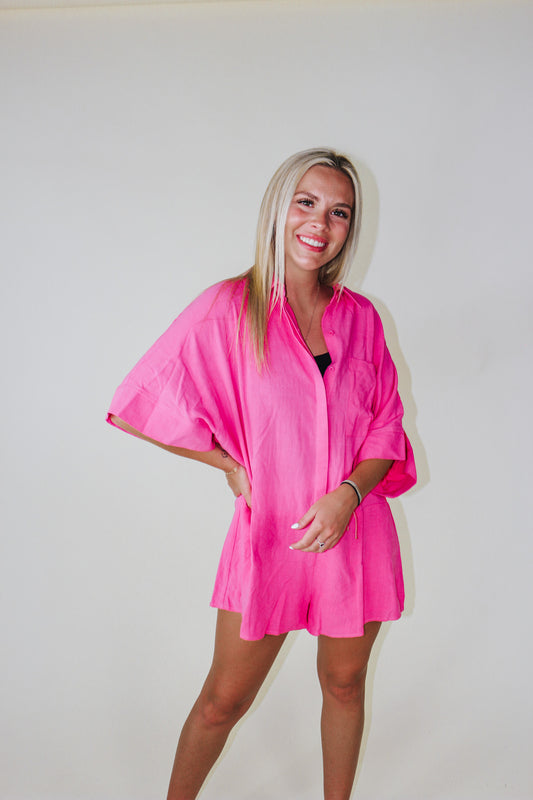 Can't Forget it Hot Pink Romper