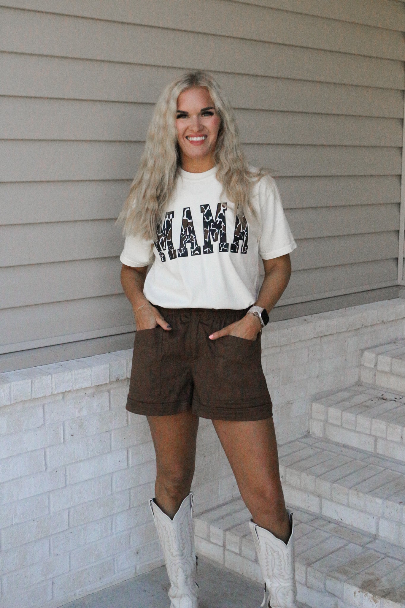 Retro Camo Mama Cream Graphic Tee