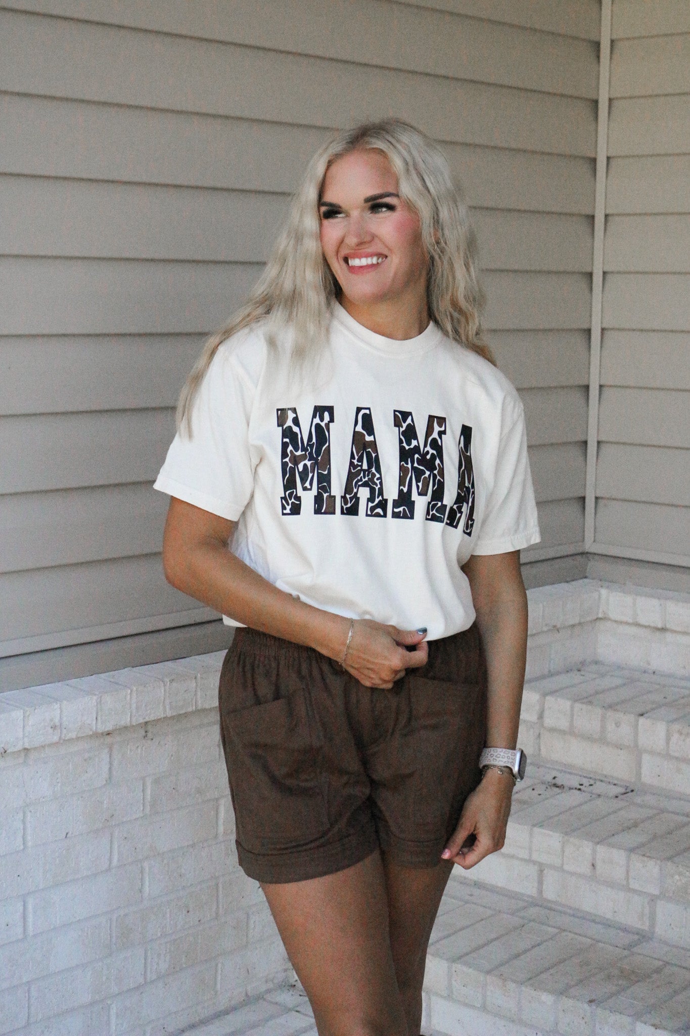 Retro Camo Mama Cream Graphic Tee