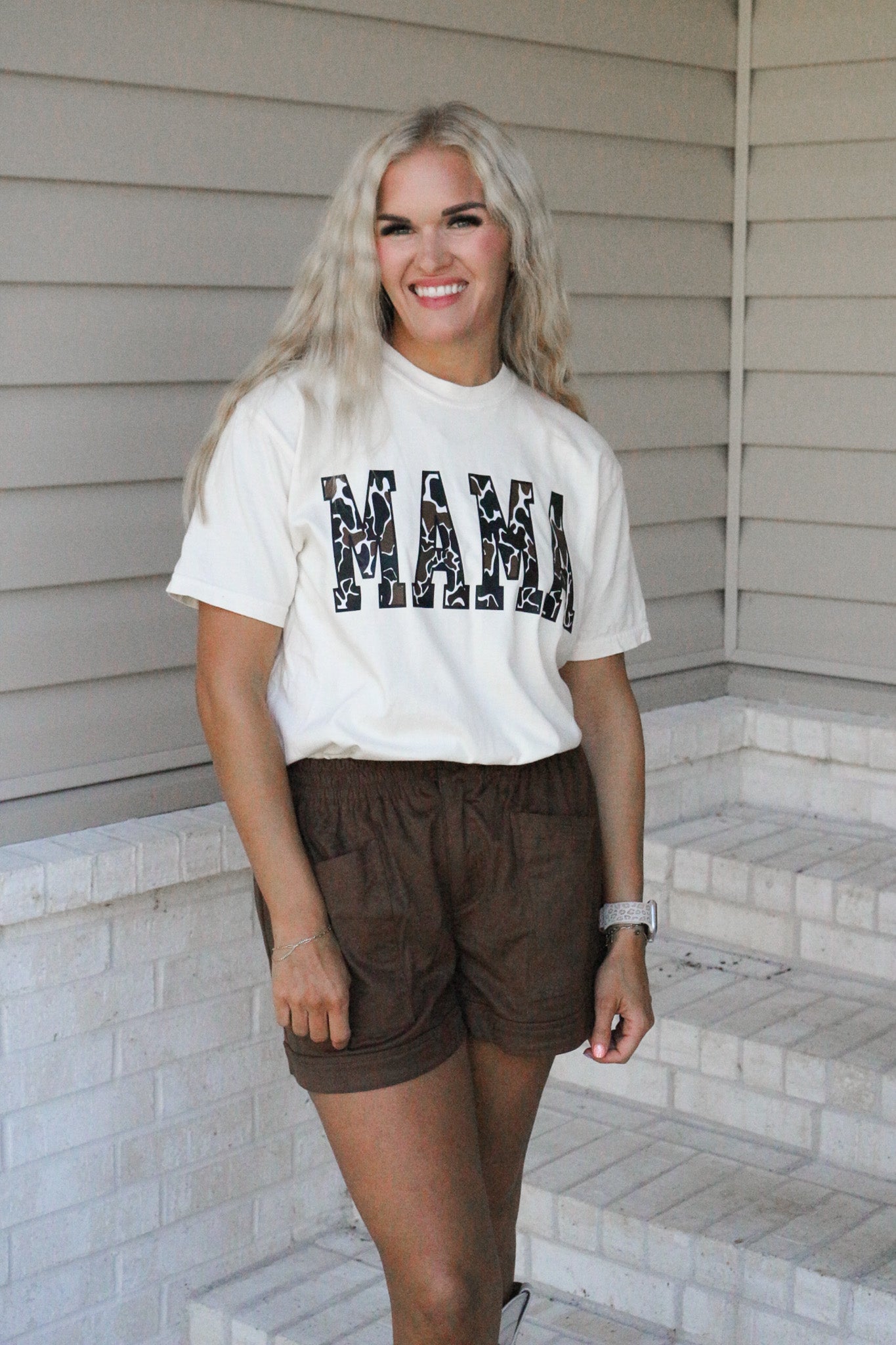 Retro Camo Mama Cream Graphic Tee