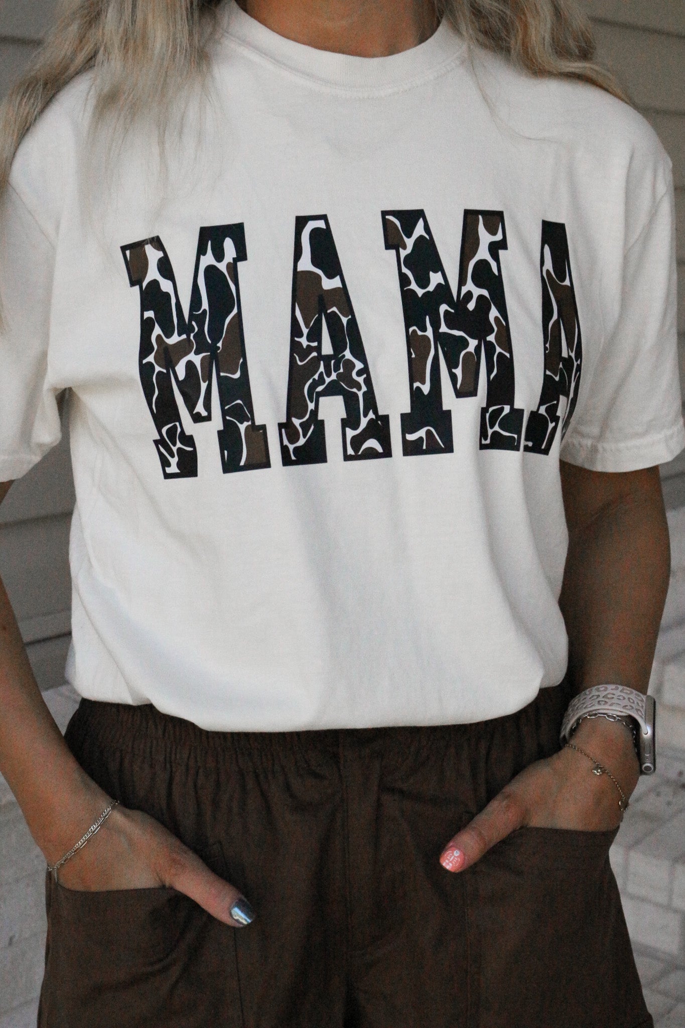 Retro Camo Mama Cream Graphic Tee