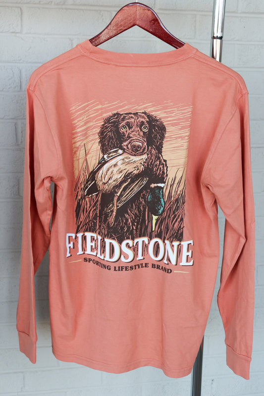 Men's Fetch 'Em Up Long Sleeve Tee- Peach