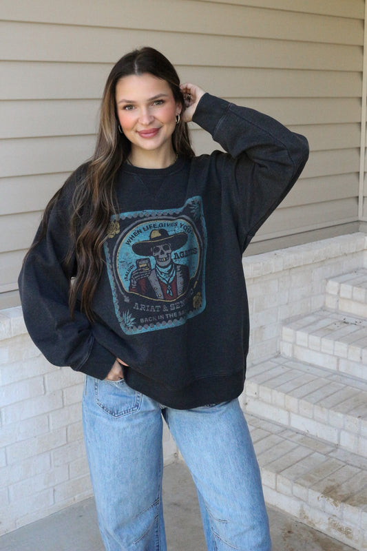 Women's Ariat Sendero When Life Gives You Agaves Black Sweatshirt