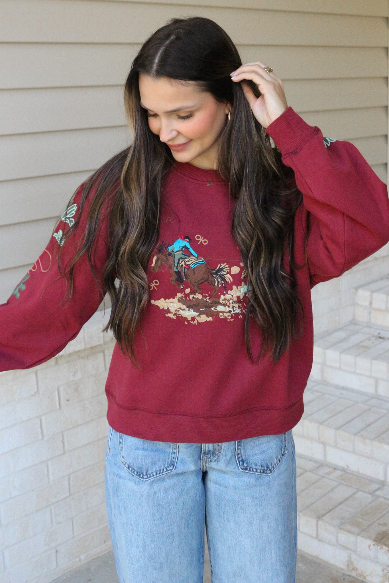 Women's Ariat Burnt Russet Riata Embroidered Sweatshirt