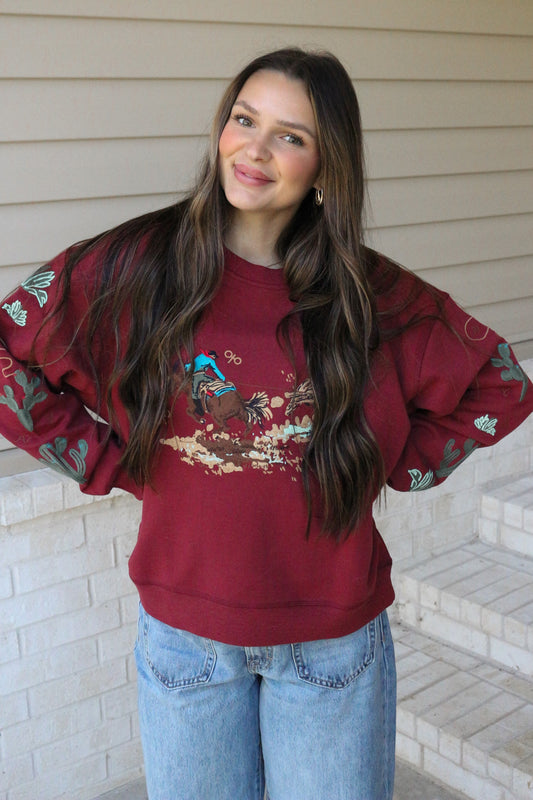 Women's Ariat Burnt Russet Riata Embroidered Sweatshirt