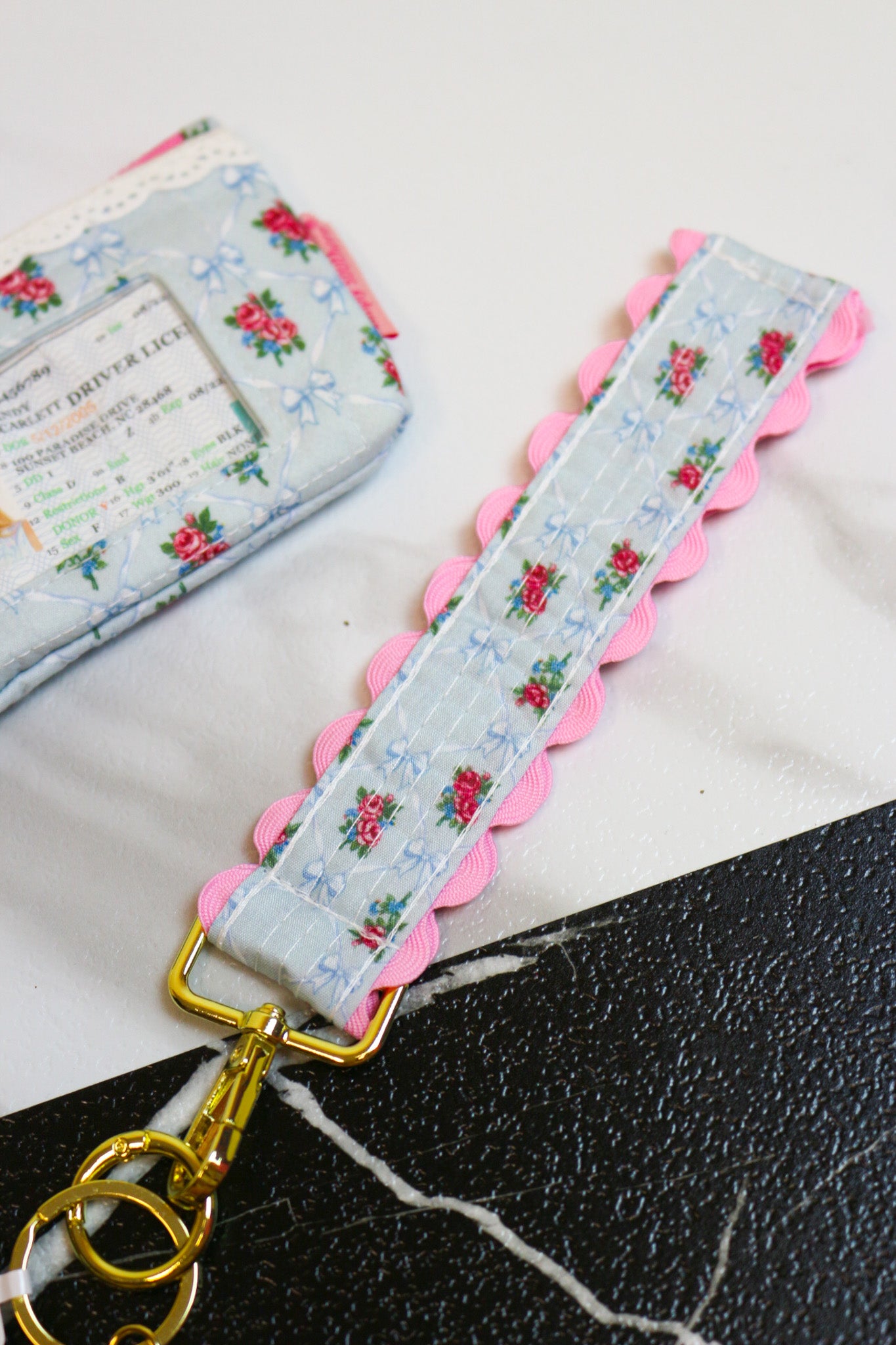 Key fob wristlet keychain, shown in one of several available colors